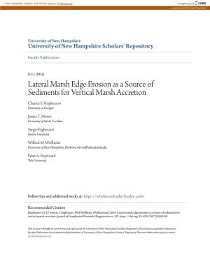 Lateral Marsh Edge Erosion As a Source of Sediments for Vertical Marsh Accretion Charles S