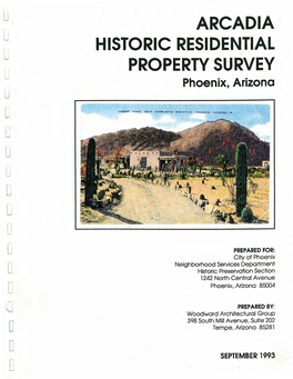 ARCADIA HISTORIC RESIDENTIAL PROPERTY SURVEY Phoenix, Arizona