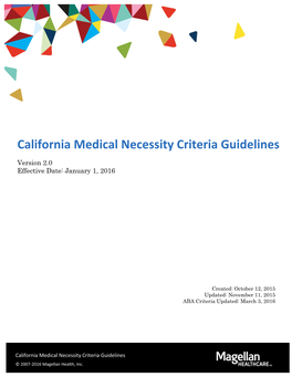 California Medical Necessity Criteria Guidelines