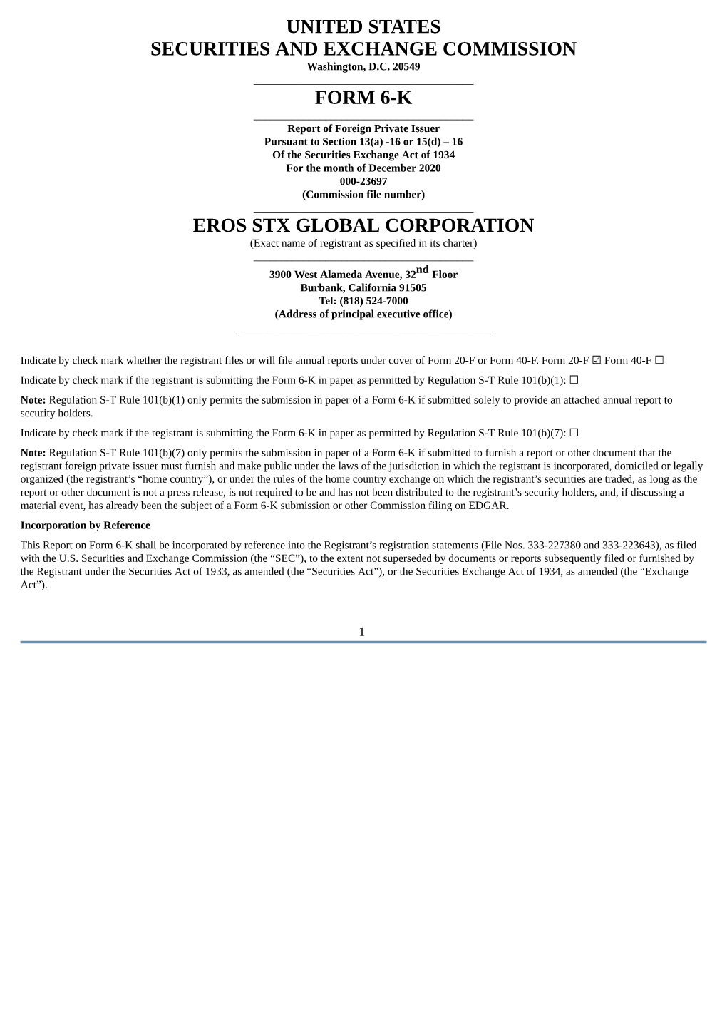 United States Securities and Exchange Commission Form