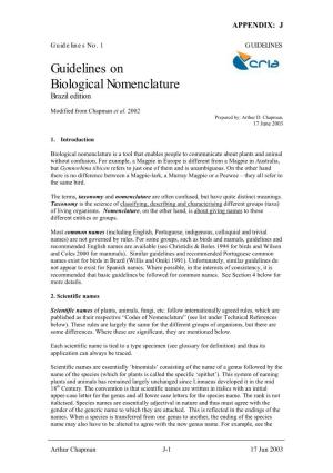 Guidelines on Biological Nomenclature Brazil Edition