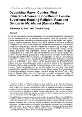 Reading Religion, Race and Gender in Ms. Marvel (Kamala Khan)