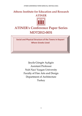 ATINER's Conference Paper Series MDT2012-0031
