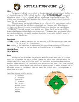 Softball Study Guide Softball Study Guide