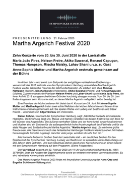 Martha Argerich Festival 2020