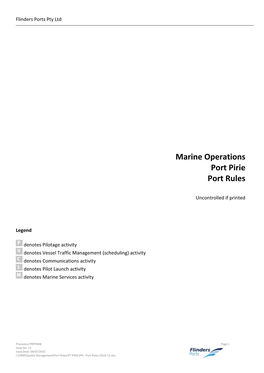 Marine Operations Port Pirie Port Rules