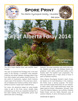 Spore Print the Alberta Mycological Society Newsletter Fall 2014