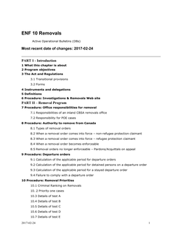 ENF 10 Removals