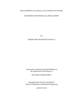 Development of a Small Scale Resonant Engine for Micro