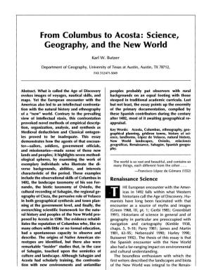 From Columbus to Acosta: Science