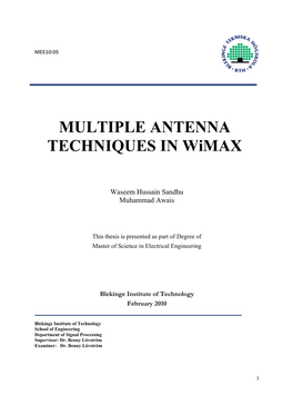 MULTIPLE ANTENNA TECHNIQUES in Wimax