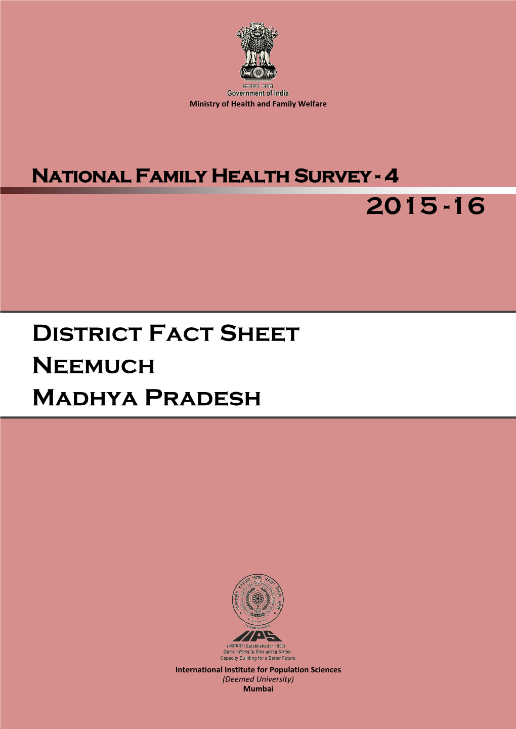 District Fact Sheet Neemuch Madhya Pradesh