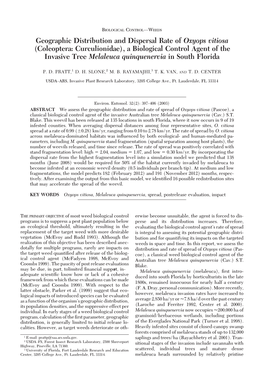 Geographic Distribution and Dispersal Rate of Oxyops Vitiosa