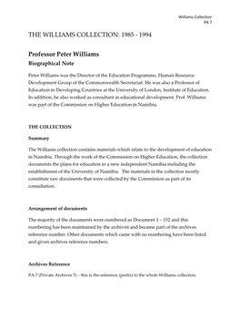 The Williams Collection: 1985 - 1994