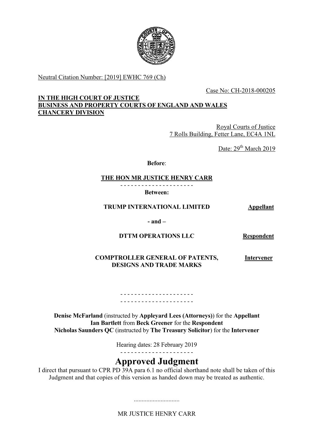 High Court Judgment Template