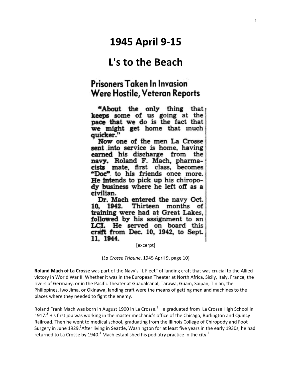 1945 April 9-15 L's to the Beach