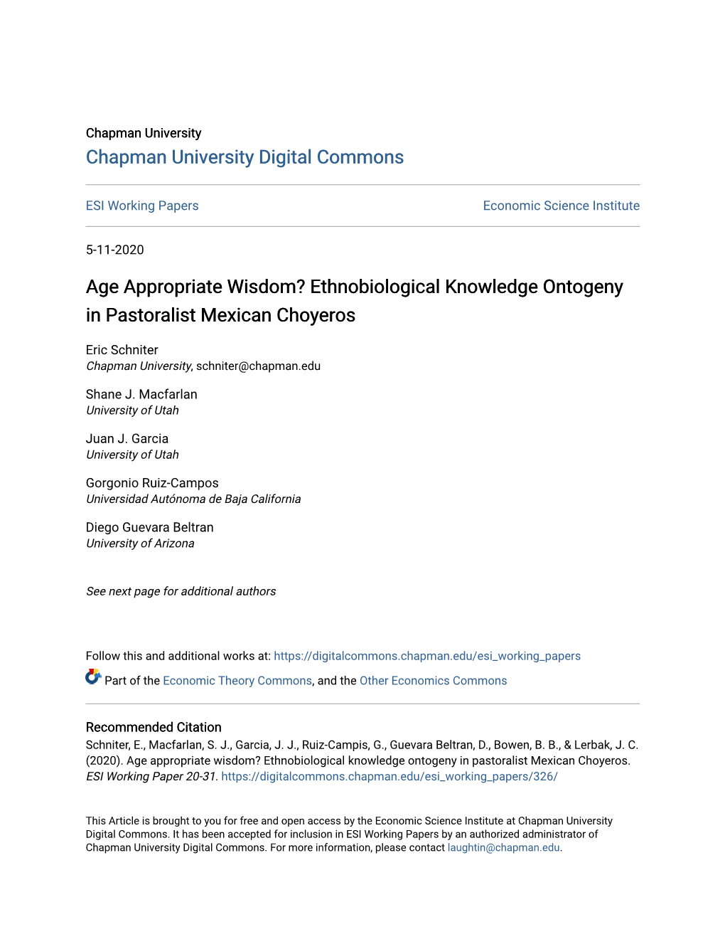 Ethnobiological Knowledge Ontogeny in Pastoralist Mexican Choyeros