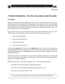 Wood Finishing: Stains, Sealers and Fillers
