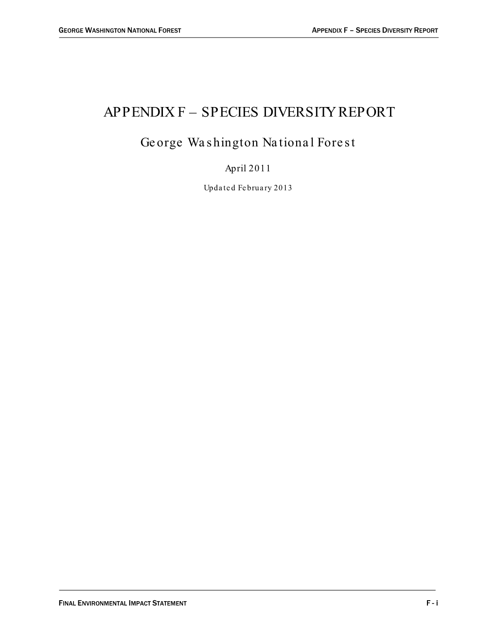 Species Diversity Report
