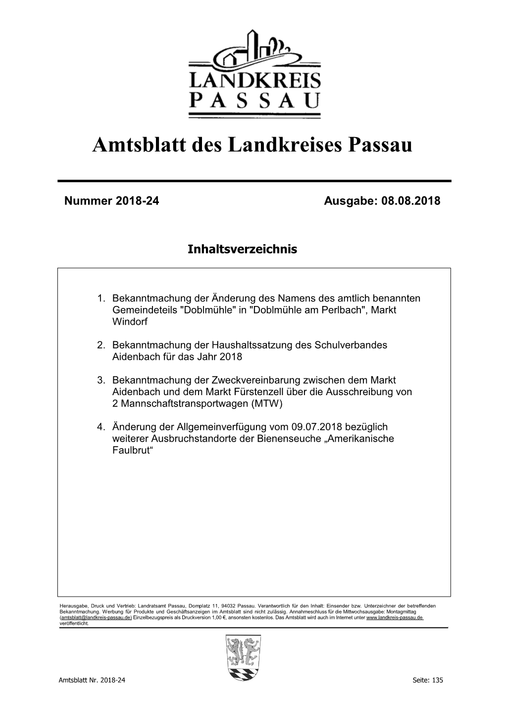 Amtsblatt Nr. 2018-24 Seite: 135