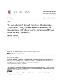 A Rationale for Catholic Education in The