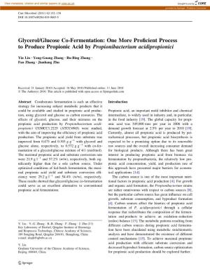 Glycerol/Glucose Co-Fermentation: One More Proficient Process To