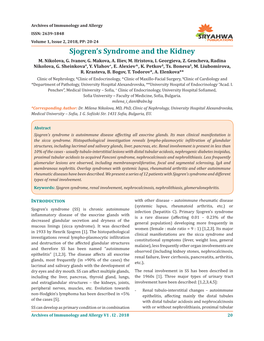 Sjogren's Syndrome and the Kidney