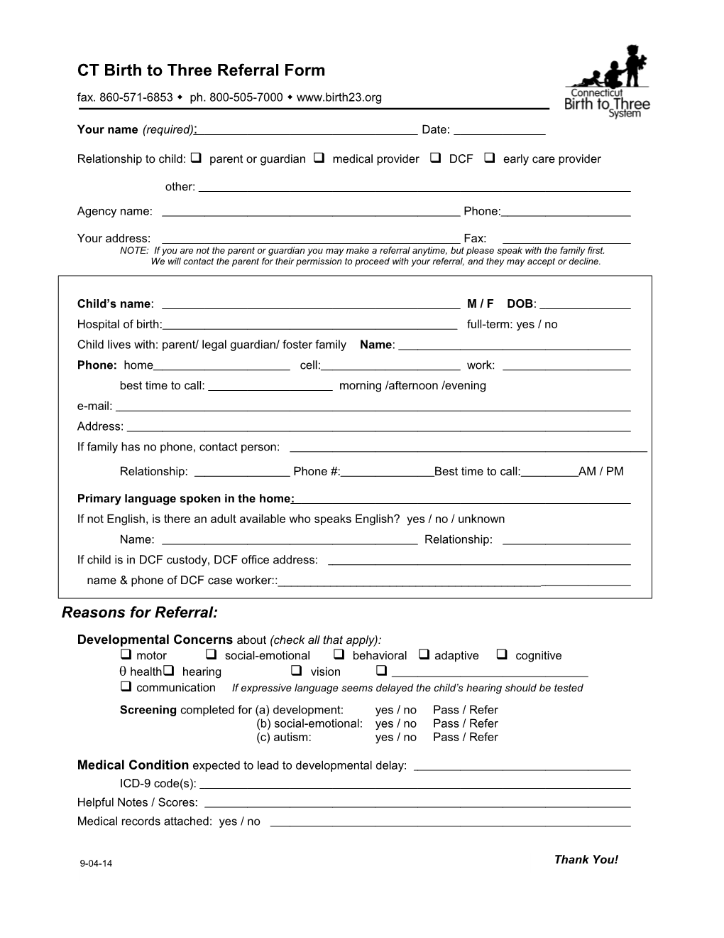 Physician Faxed Referral Form