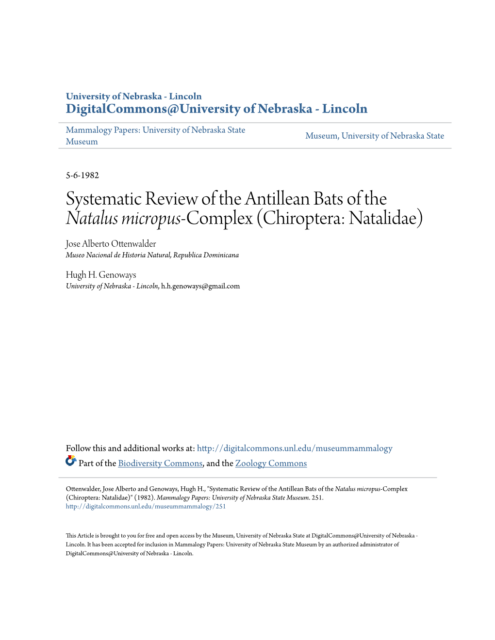 Systematic Review of the Antillean Bats of the Natalus Micropus