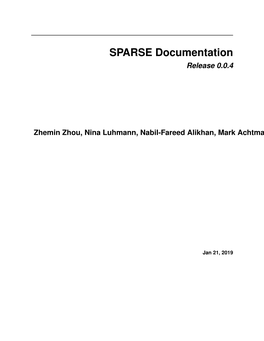 SPARSE Documentation Release 0.0.4