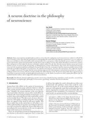 A Neuron Doctrine in the Philosophy of Neuroscience