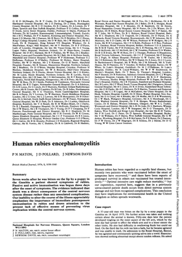 Human Rabies Encephalomyelitis