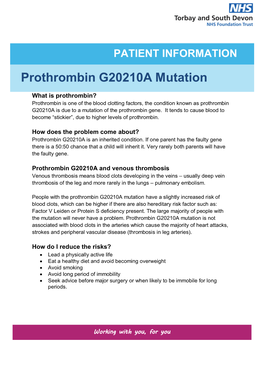 Prothrombin G20210A Mutation