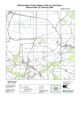 Definitive Map of Public Rights of Way for Oxfordshire Relevant Date: 21St February 2006 Colour SHEET SP 51 SE