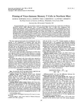 Priming of Virus-Immune Memory T Cells in Newborn Mice DAVID H
