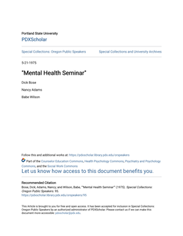 "Mental Health Seminar"