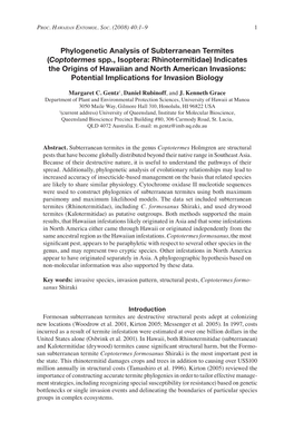 Phylogenetic Analysis of Subterranean Termites