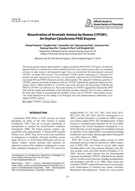 Bioactivation of Aromatic Amines by Human CYP2W1, an Orphan Cytochrome P450 Enzyme