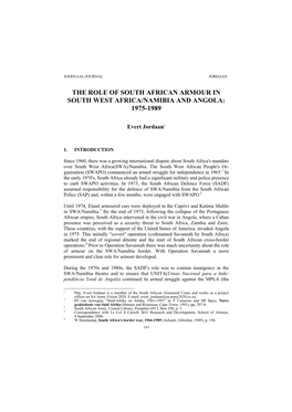 The Role of South African Armour in South West Africa/Namibia and Angola: 1975-1989