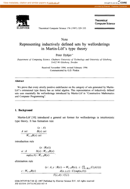 Representing Inductively Defined Sets by Wellorderings in Martin-Liif's Type