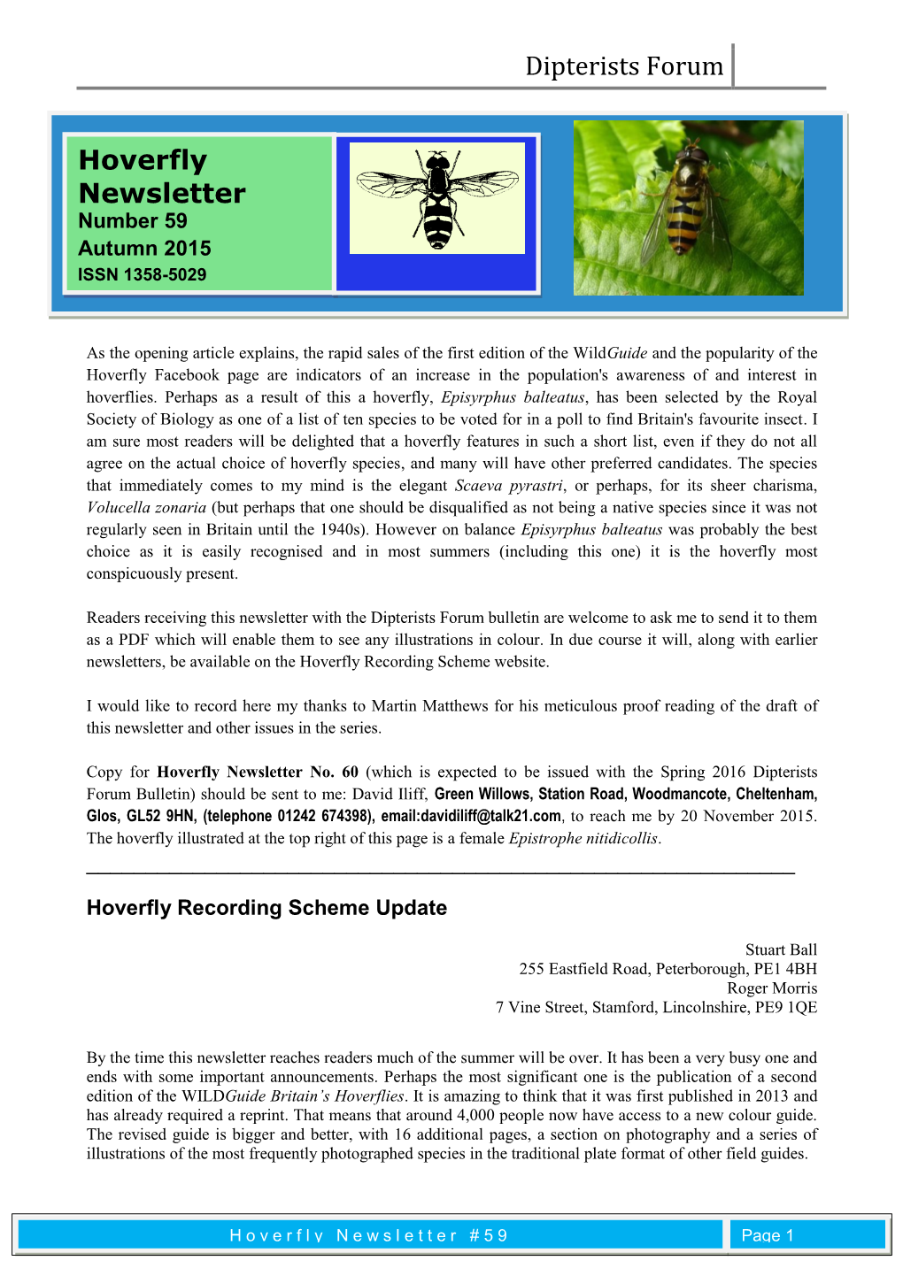 Hoverfly Newsletter No