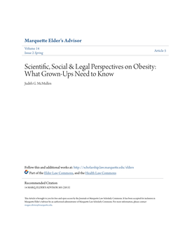 Scientific, Social & Legal Perspectives on Obesity