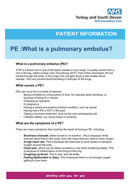 PE: What Is a Pulmonary Embolus?