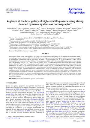 A Glance at the Host Galaxy of High-Redshift Quasars Using Strong Damped Lyman-Α Systems As Coronagraphs
