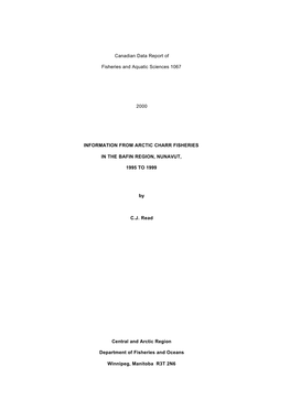 Canadian Data Report of Fisheries and Aquatic Sciences 1067 2000