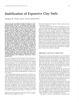 Stabilization of Expansive Clay Soils