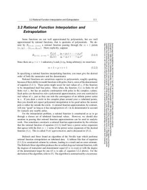 3.2 Rational Function Interpolation and Extrapolation 111
