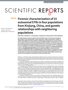 Forensic Characterization of 15 Autosomal Strs in Four Populations