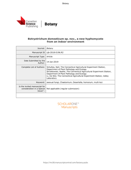 Botryotrichum Domesticum Sp. Nov., a New Hyphomycete from an Indoor Environment