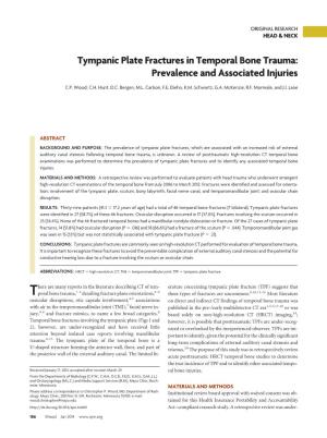 Tympanic Plate Fractures in Temporal Bone Trauma: Prevalence and Associated Injuries
